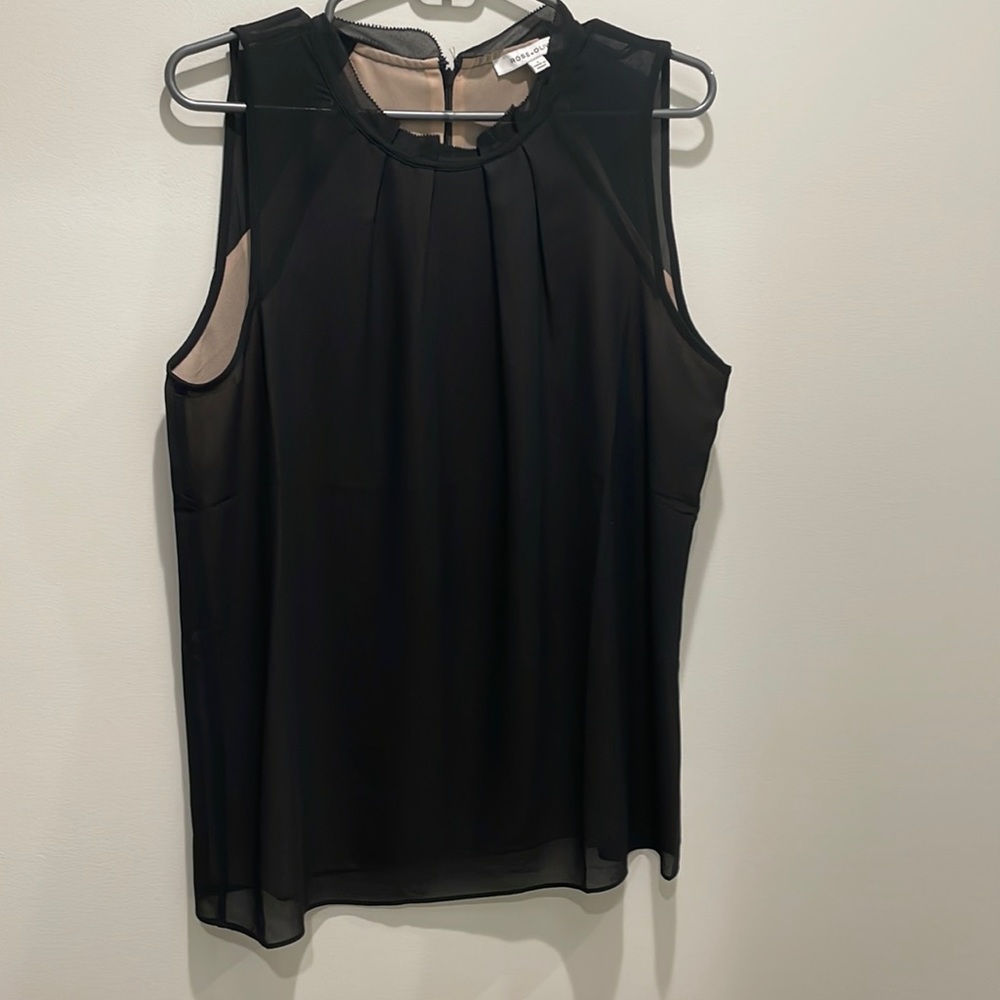 Rose and Olive black sleeveless blouse